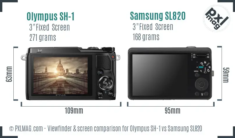 Olympus SH-1 vs Samsung SL820 Screen and Viewfinder comparison