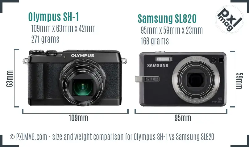 Olympus SH-1 vs Samsung SL820 size comparison