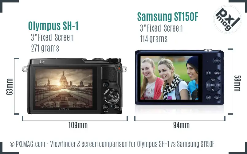 Olympus SH-1 vs Samsung ST150F Screen and Viewfinder comparison