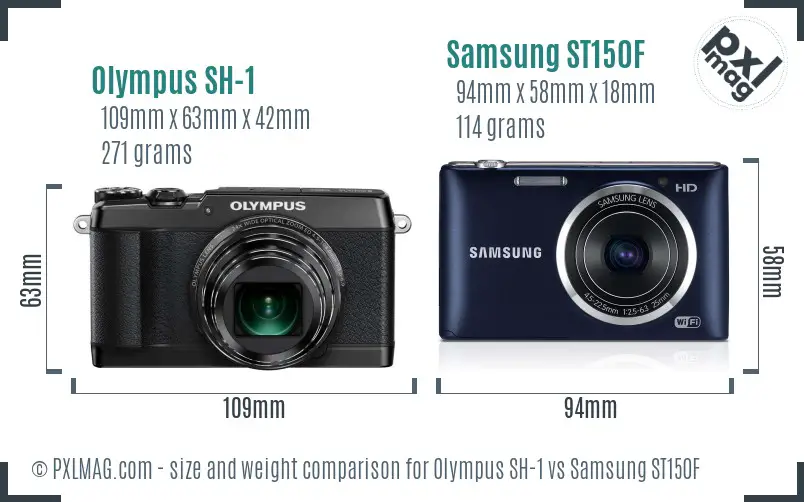 Olympus SH-1 vs Samsung ST150F size comparison