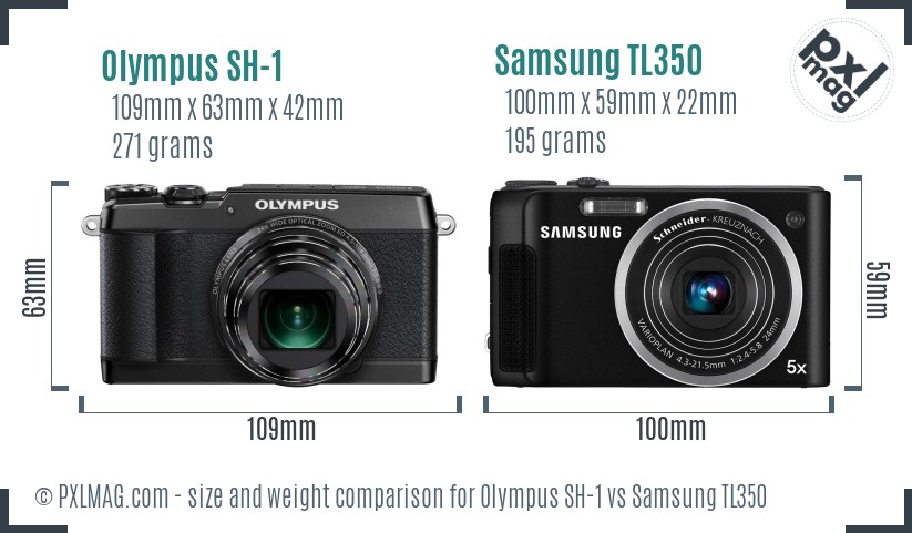 Olympus SH-1 vs Samsung TL350 size comparison