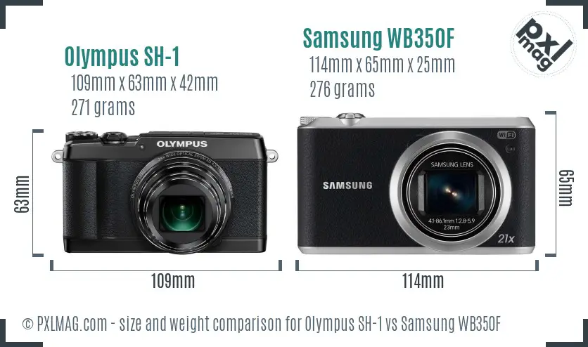 Olympus SH-1 vs Samsung WB350F size comparison Olympus SH-1 vs Samsung WB350F size comparison