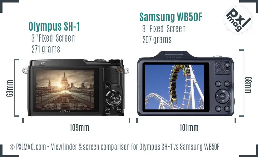 Olympus SH-1 vs Samsung WB50F Screen and Viewfinder comparison