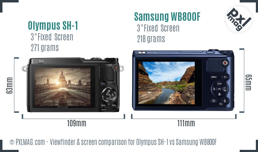 Olympus SH-1 vs Samsung WB800F Screen and Viewfinder comparison