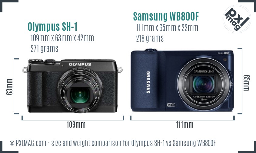 Olympus SH-1 vs Samsung WB800F size comparison