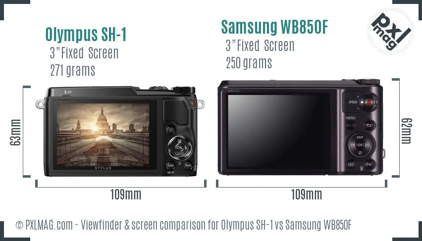 Olympus SH-1 vs Samsung WB850F Screen and Viewfinder comparison Olympus SH-1 vs Samsung WB850F Screen and Viewfinder comparison