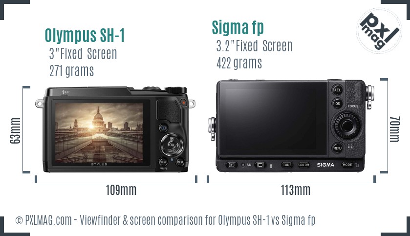 Olympus SH-1 vs Sigma fp Screen and Viewfinder comparison