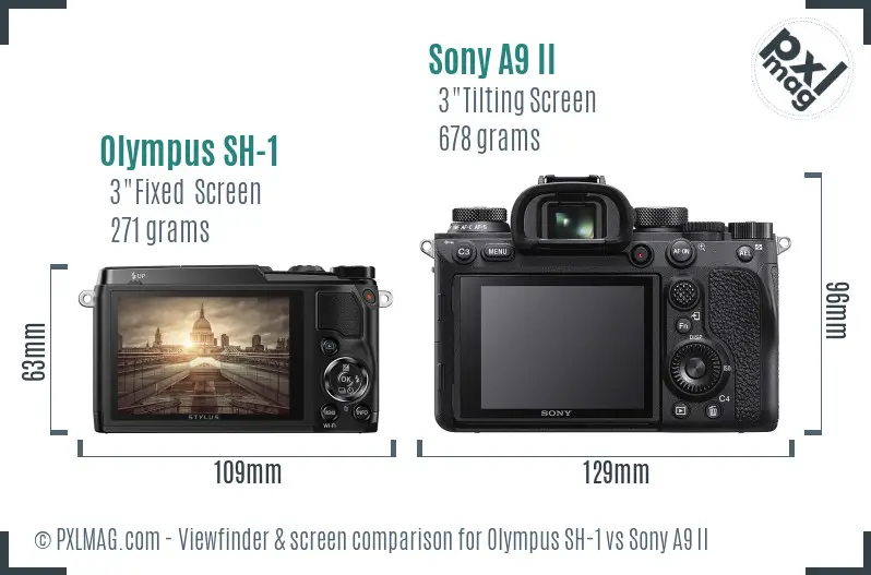 Olympus SH-1 vs Sony A9 II Screen and Viewfinder comparison Olympus SH-1 vs Sony A9 II Screen and Viewfinder comparison