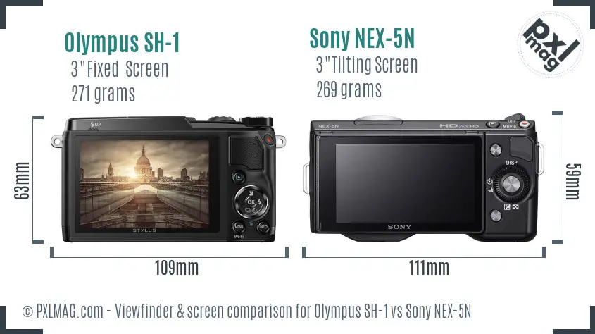 Olympus SH-1 vs Sony NEX-5N Screen and Viewfinder comparison