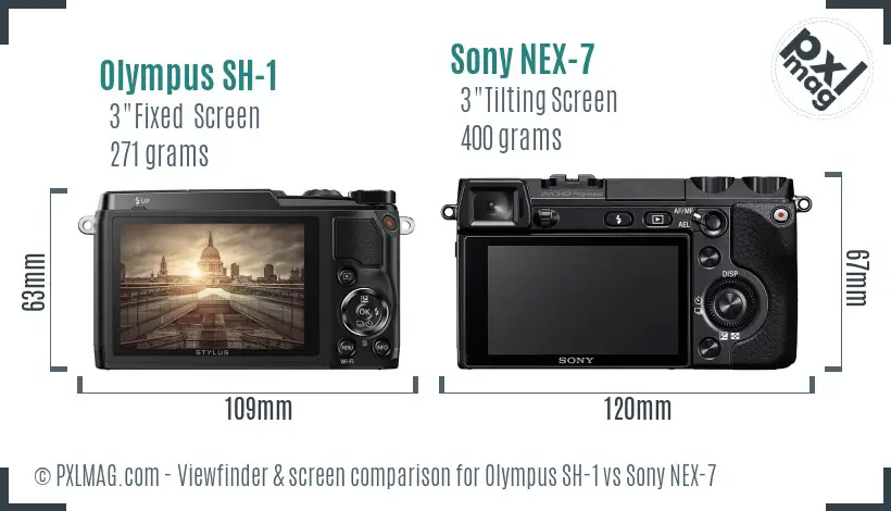 Olympus SH-1 vs Sony NEX-7 Screen and Viewfinder comparison
