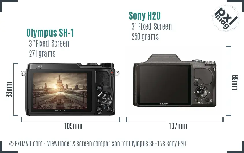 Olympus SH-1 vs Sony H20 Screen and Viewfinder comparison
