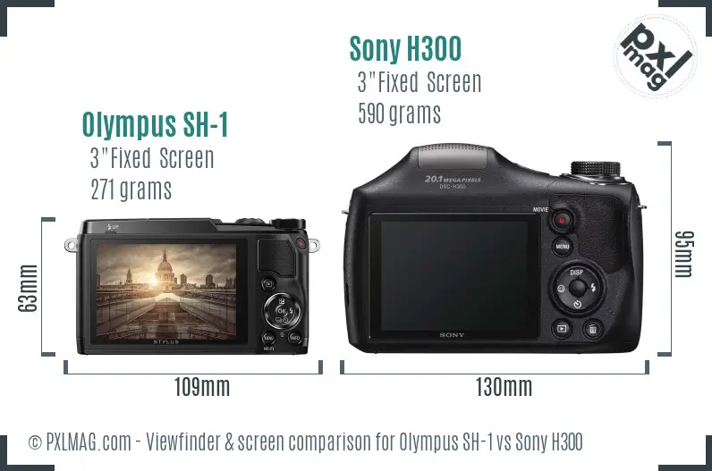Olympus SH-1 vs Sony H300 Screen and Viewfinder comparison