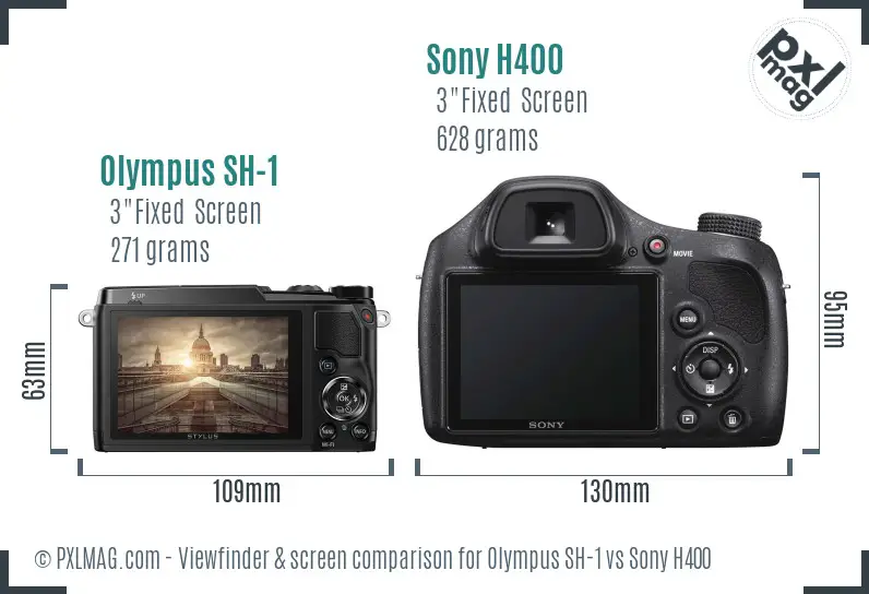 Olympus SH-1 vs Sony H400 Screen and Viewfinder comparison