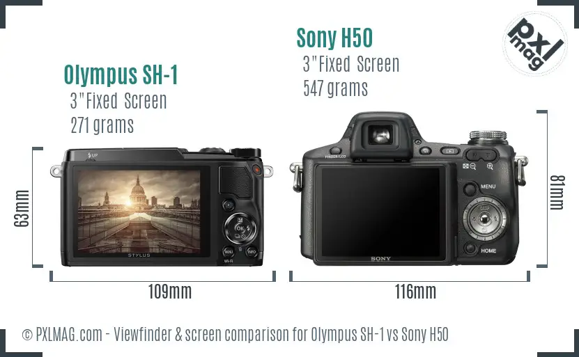 Olympus SH-1 vs Sony H50 Screen and Viewfinder comparison