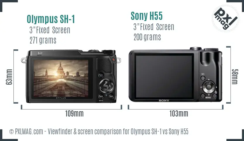 Olympus SH-1 vs Sony H55 Screen and Viewfinder comparison