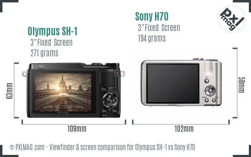 Olympus SH-1 vs Sony H70 Screen and Viewfinder comparison