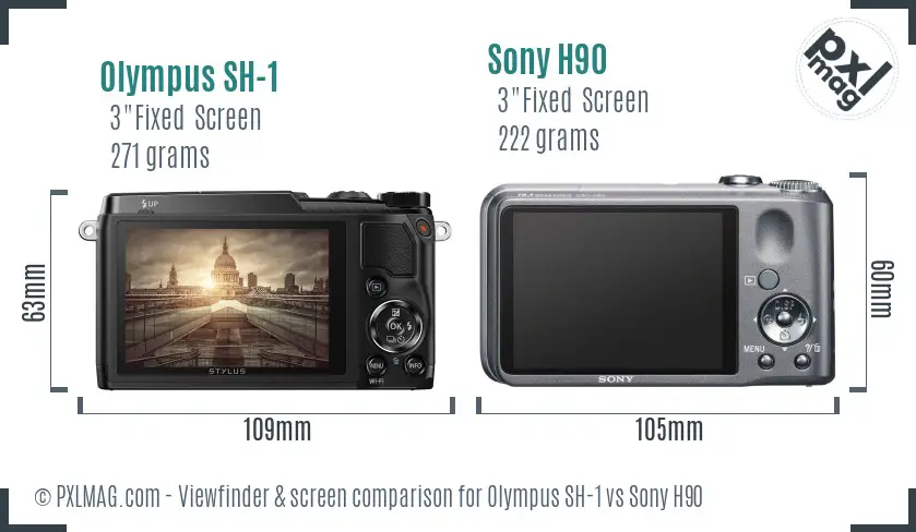 Olympus SH-1 vs Sony H90 Screen and Viewfinder comparison