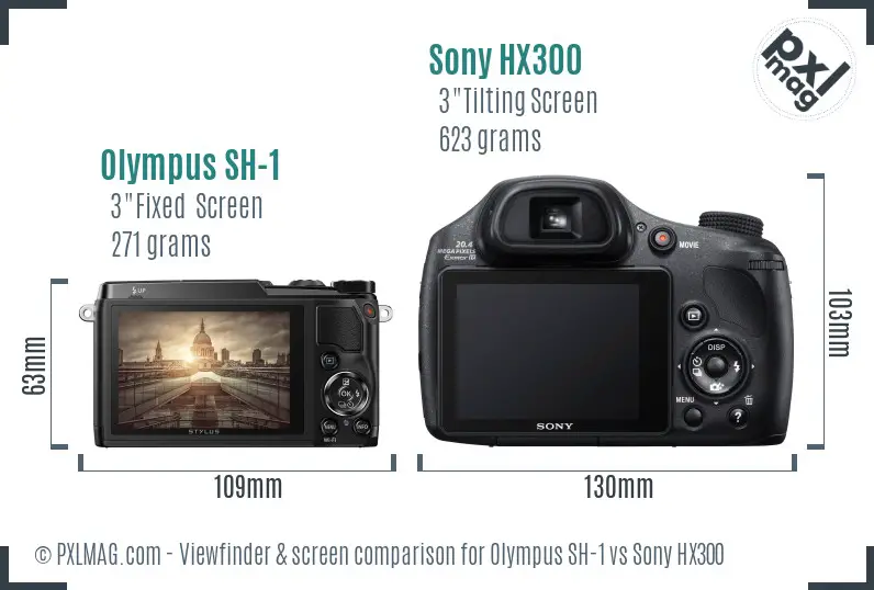 Olympus SH-1 vs Sony HX300 Screen and Viewfinder comparison