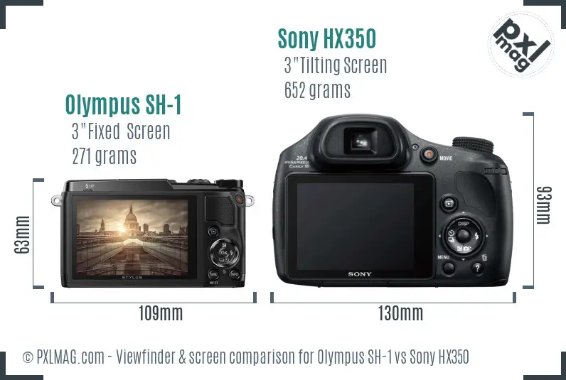 Olympus SH-1 vs Sony HX350 Screen and Viewfinder comparison