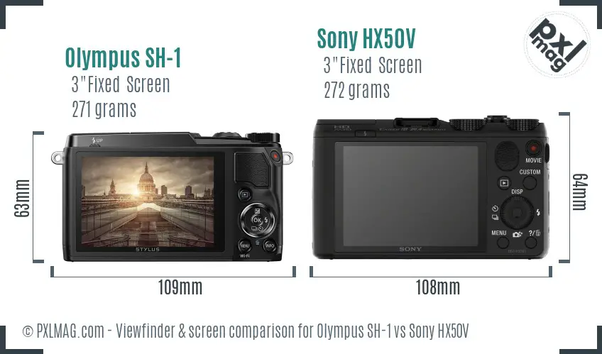 Olympus SH-1 vs Sony HX50V Screen and Viewfinder comparison