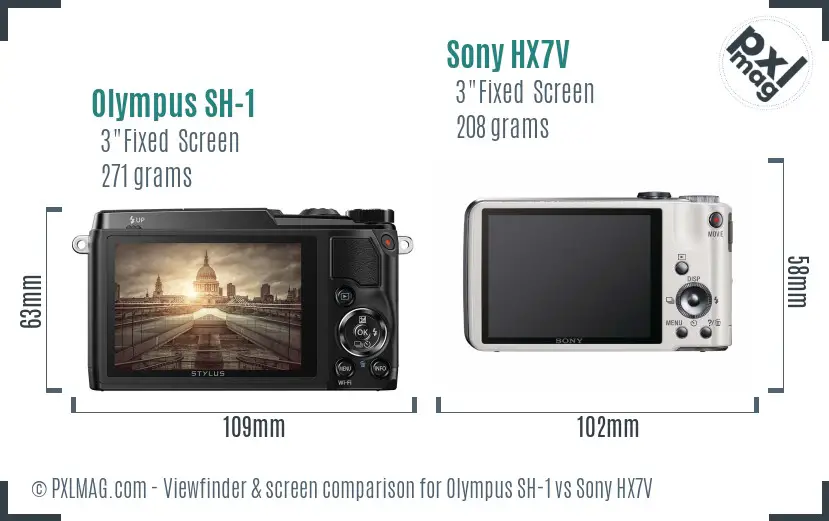 Olympus SH-1 vs Sony HX7V Screen and Viewfinder comparison