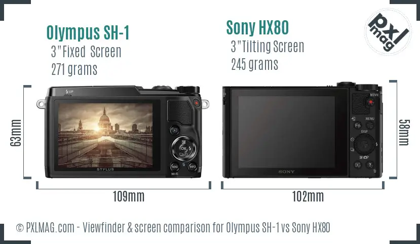 Olympus SH-1 vs Sony HX80 Screen and Viewfinder comparison
