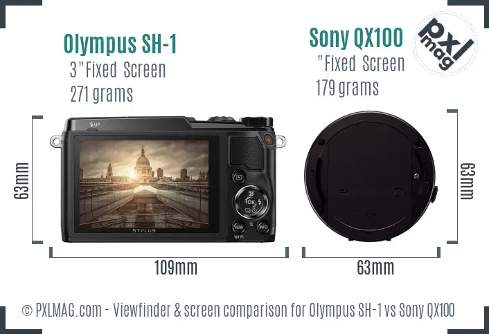Olympus SH-1 vs Sony QX100 Screen and Viewfinder comparison Olympus SH-1 vs Sony QX100 Screen and Viewfinder comparison