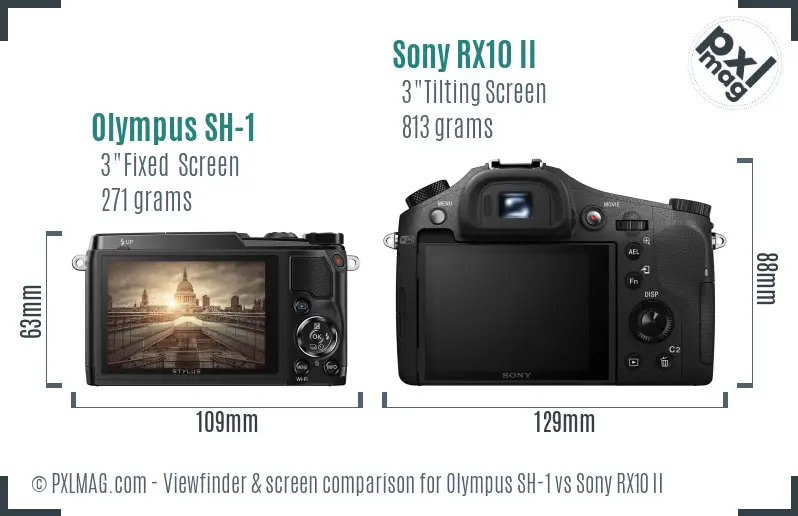 Olympus SH-1 vs Sony RX10 II Screen and Viewfinder comparison