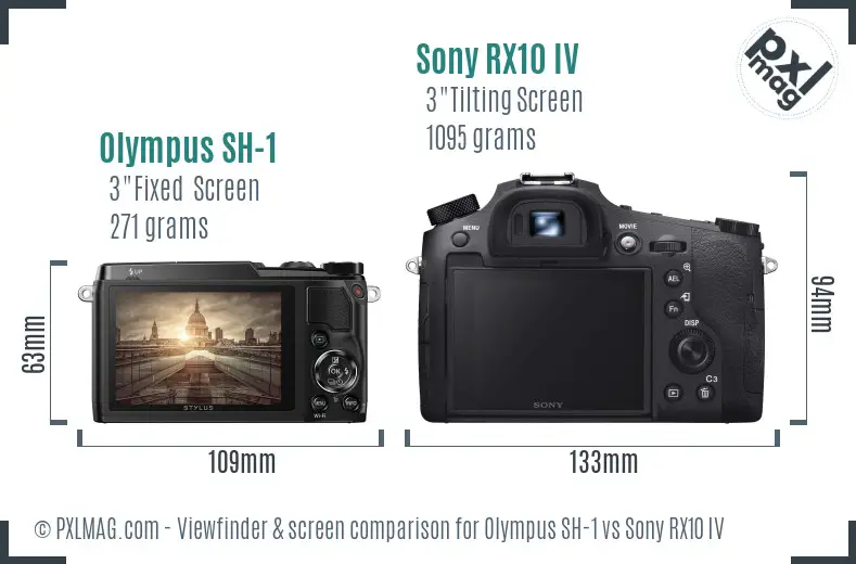 Olympus SH-1 vs Sony RX10 IV Screen and Viewfinder comparison