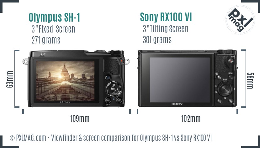 Olympus SH-1 vs Sony RX100 VI Screen and Viewfinder comparison