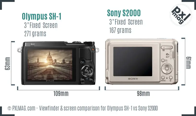 Olympus SH-1 vs Sony S2000 Screen and Viewfinder comparison