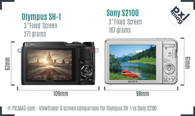 Olympus SH-1 vs Sony S2100 Screen and Viewfinder comparison