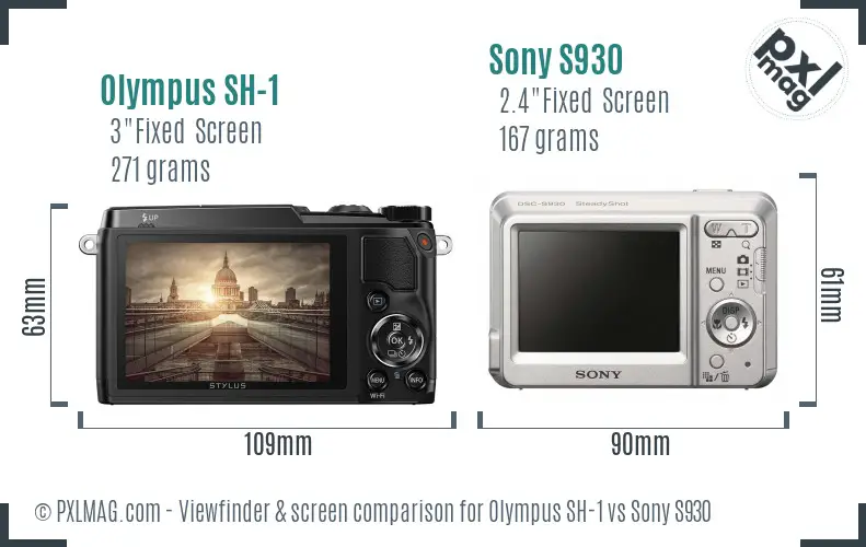 Olympus SH-1 vs Sony S930 Screen and Viewfinder comparison