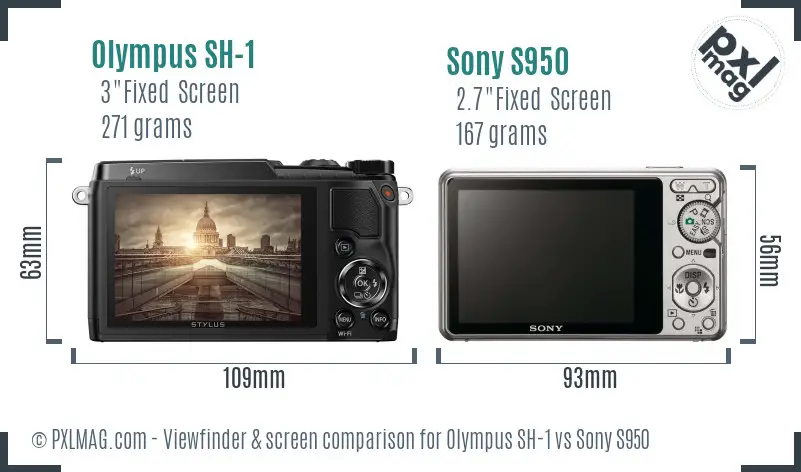 Olympus SH-1 vs Sony S950 Screen and Viewfinder comparison