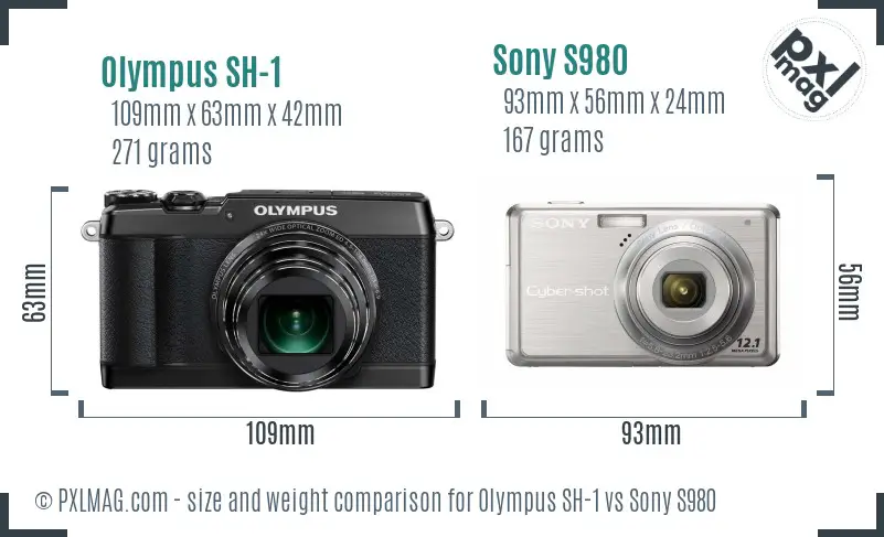 Olympus SH-1 vs Sony S980 size comparison