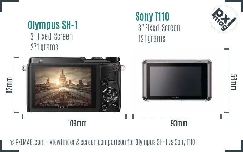 Olympus SH-1 vs Sony T110 Screen and Viewfinder comparison