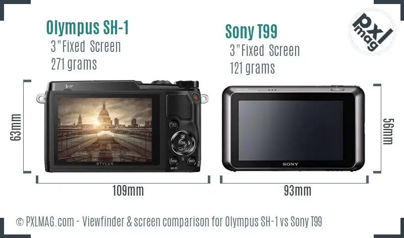 Olympus SH-1 vs Sony T99 Screen and Viewfinder comparison