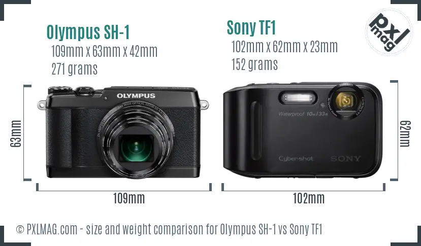 Olympus SH-1 vs Sony TF1 size comparison Olympus SH-1 vs Sony TF1 size comparison
