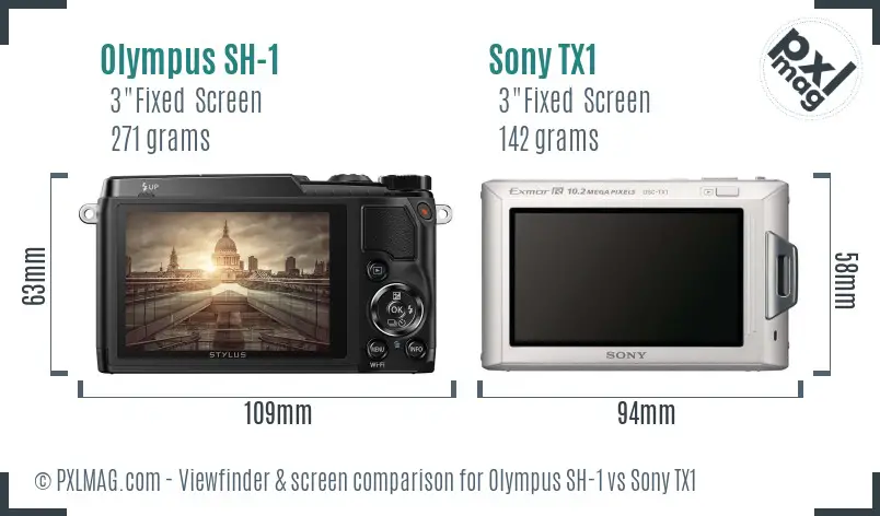 Olympus SH-1 vs Sony TX1 Screen and Viewfinder comparison