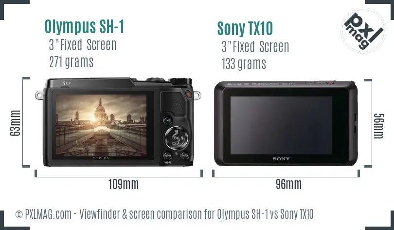 Olympus SH-1 vs Sony TX10 Screen and Viewfinder comparison