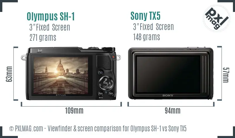 Olympus SH-1 vs Sony TX5 Screen and Viewfinder comparison