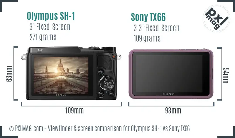 Olympus SH-1 vs Sony TX66 Screen and Viewfinder comparison