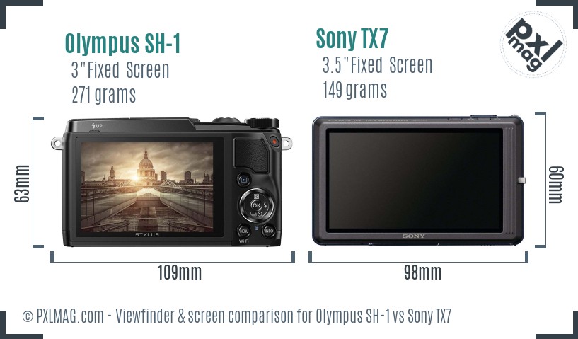 Olympus SH-1 vs Sony TX7 Screen and Viewfinder comparison