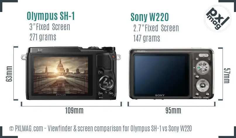 Olympus SH-1 vs Sony W220 Screen and Viewfinder comparison Olympus SH-1 vs Sony W220 Screen and Viewfinder comparison