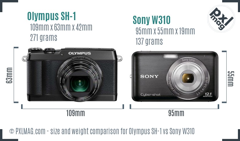 Olympus SH-1 vs Sony W310 size comparison Olympus SH-1 vs Sony W310 size comparison