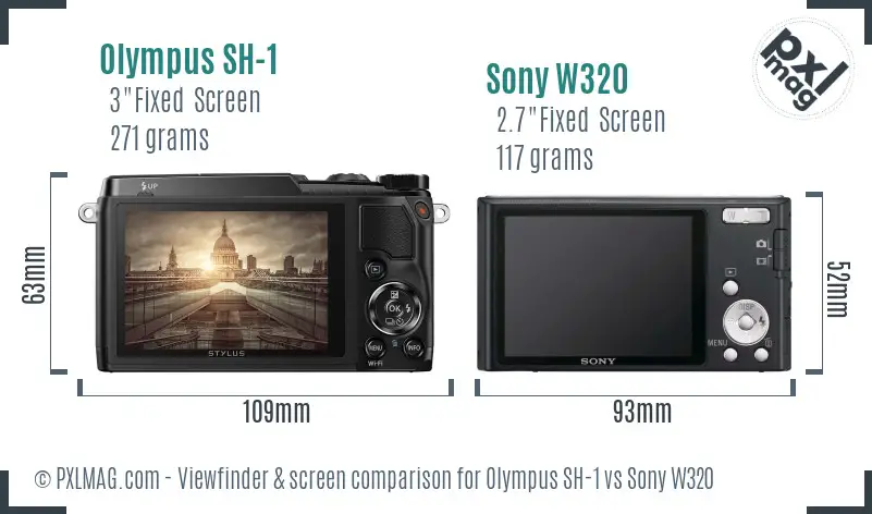 Olympus SH-1 vs Sony W320 Screen and Viewfinder comparison