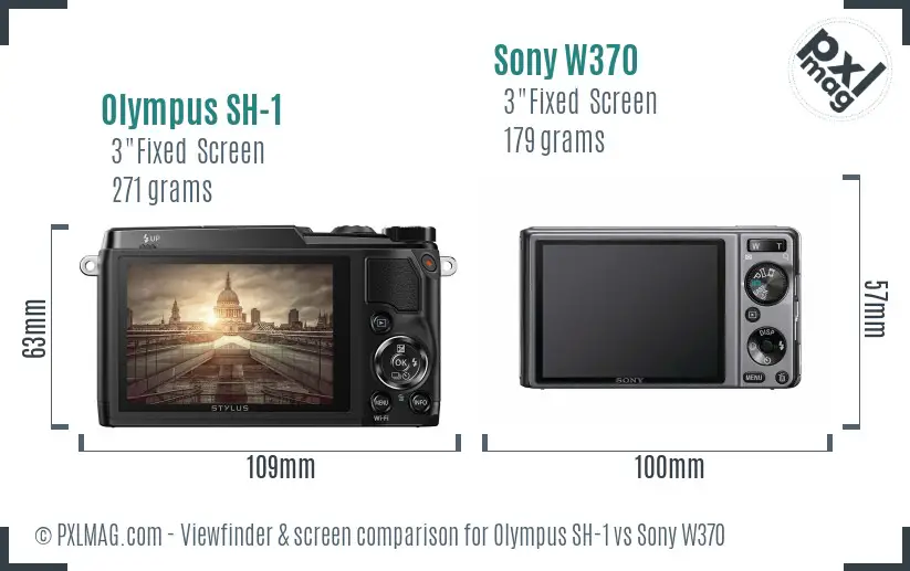 Olympus SH-1 vs Sony W370 Screen and Viewfinder comparison