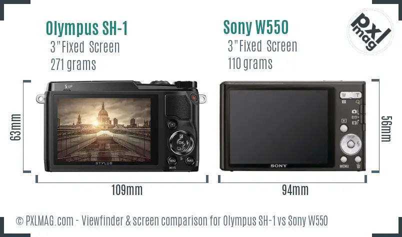 Olympus SH-1 vs Sony W550 Screen and Viewfinder comparison