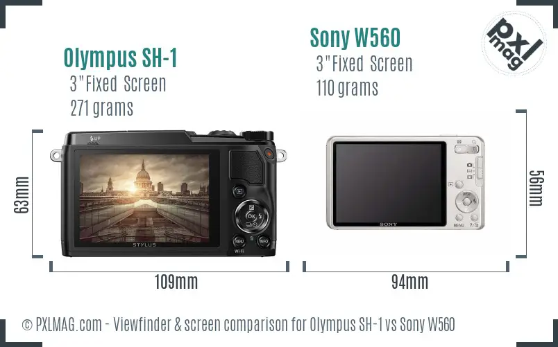 Olympus SH-1 vs Sony W560 Screen and Viewfinder comparison Olympus SH-1 vs Sony W560 Screen and Viewfinder comparison