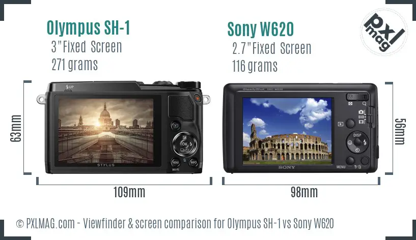 Olympus SH-1 vs Sony W620 Screen and Viewfinder comparison Olympus SH-1 vs Sony W620 Screen and Viewfinder comparison